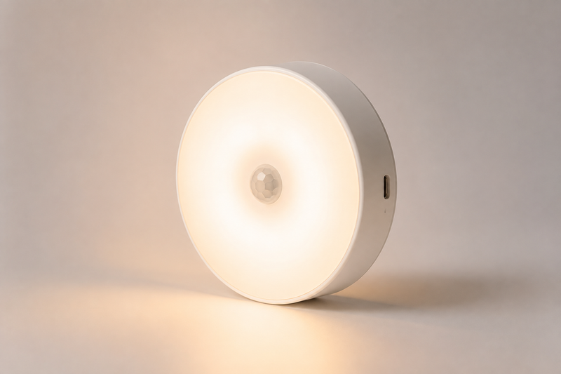 Motion Sensor Night Light in white, lit, product view