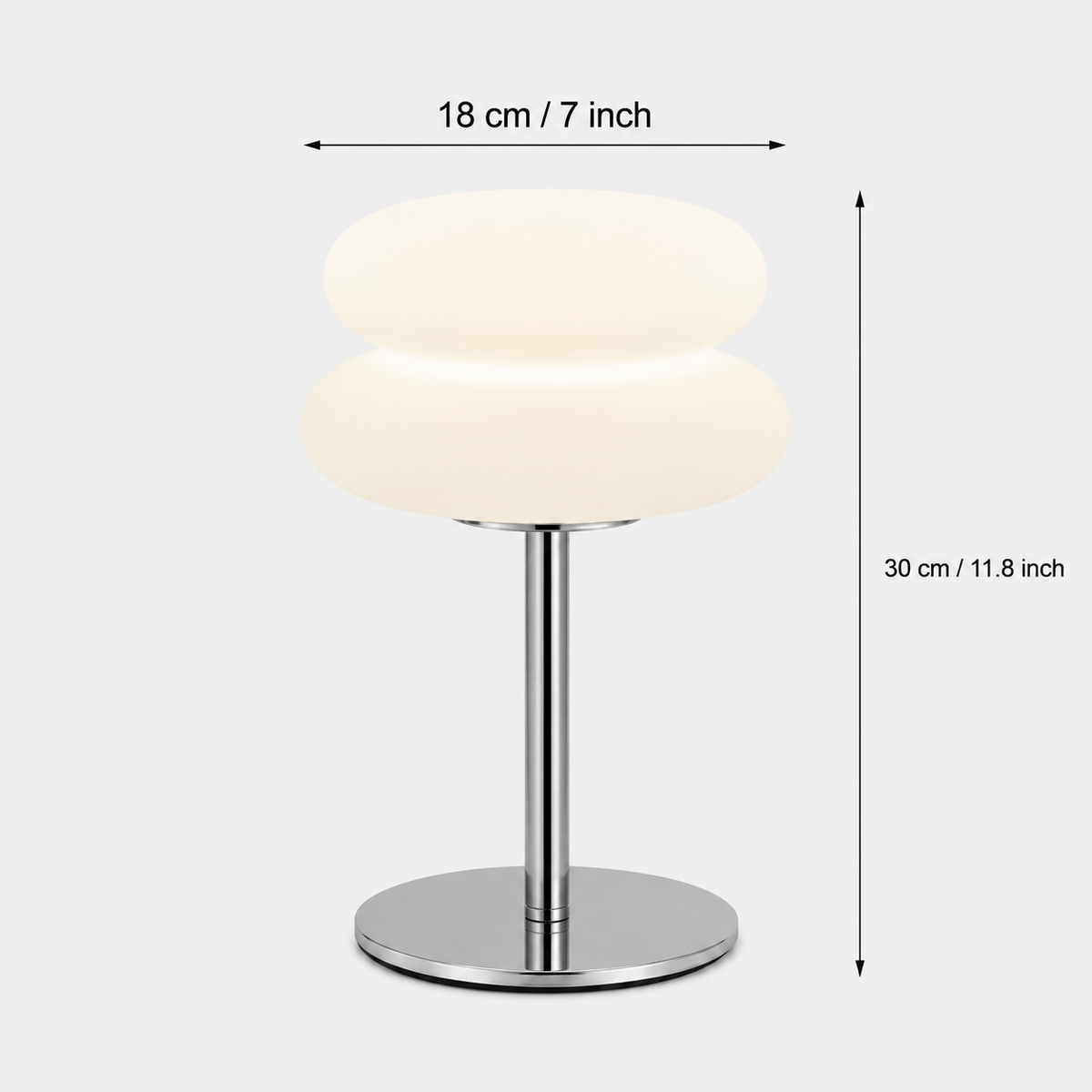 Mushroom Table Lamp dimensions, 30 cm high and 18 cm wide