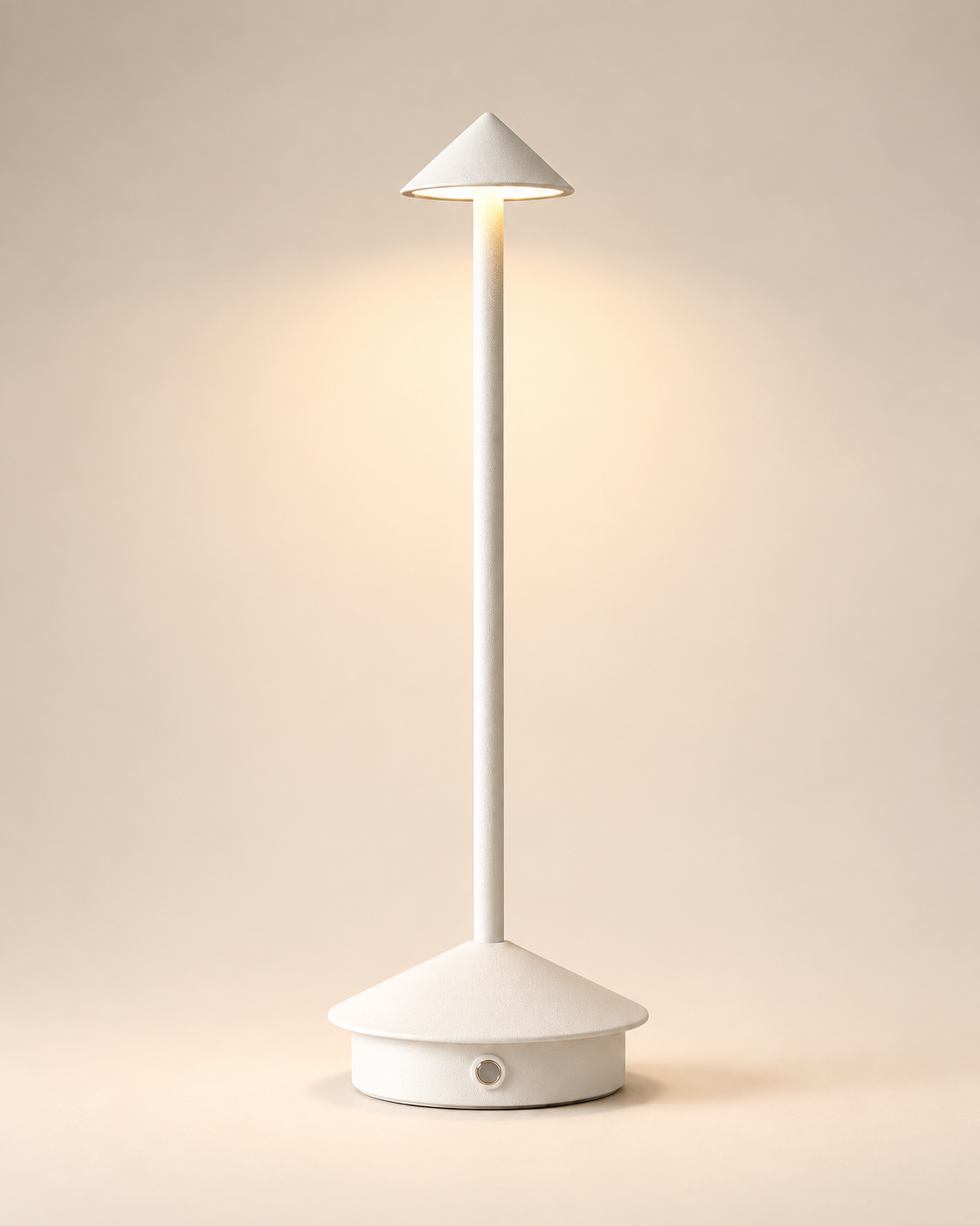 Aster cordless table lamp in white, lit